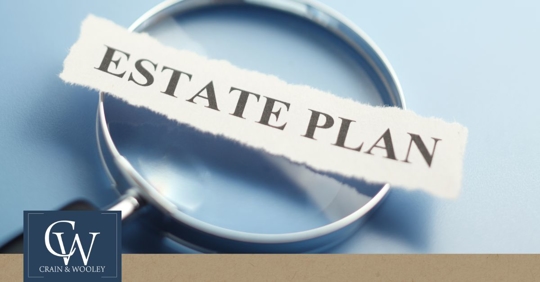 words Estate plan written on paper on manignifying glass